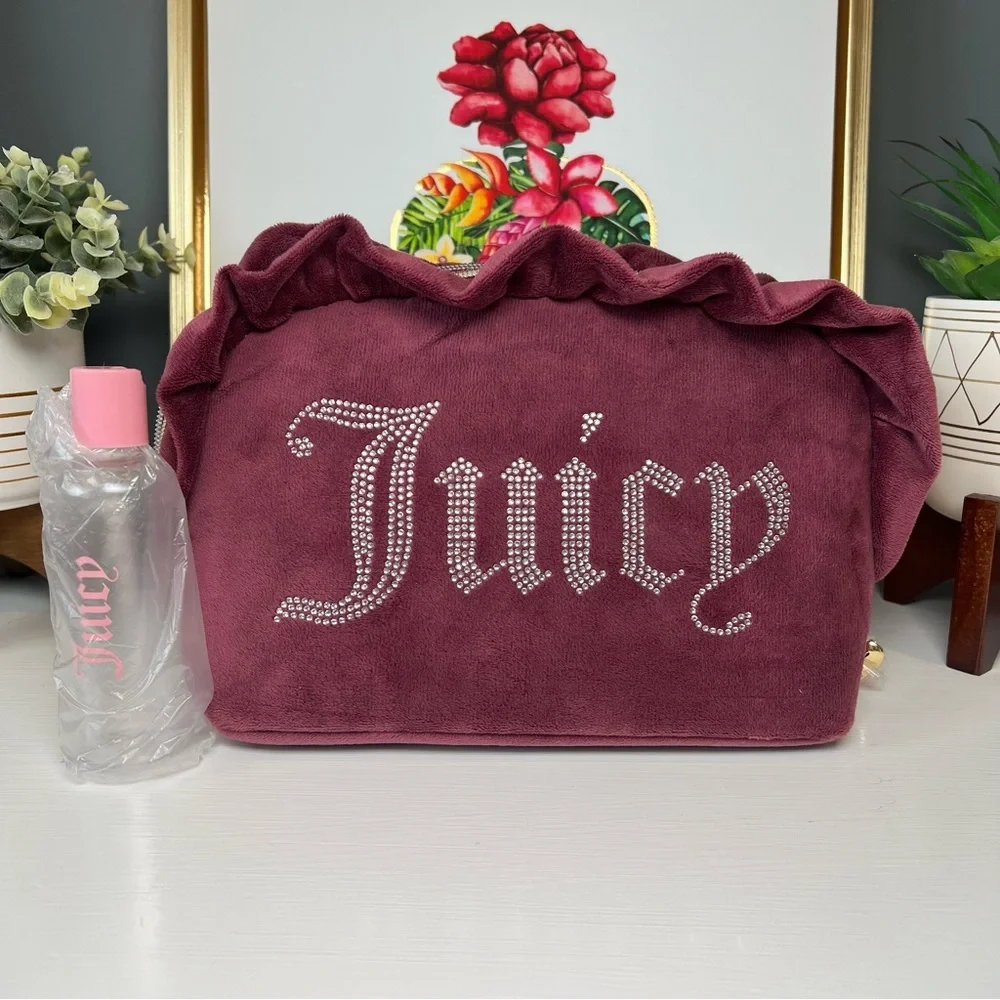 Juicy Couture Plum Cosmetic Bag With Rhinestone Logo